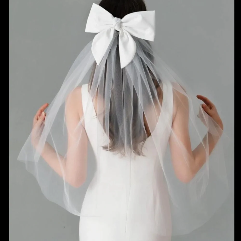 Anthro Bridal Tulle Bow Veil – Oversized Romantic Veil Bride 2026